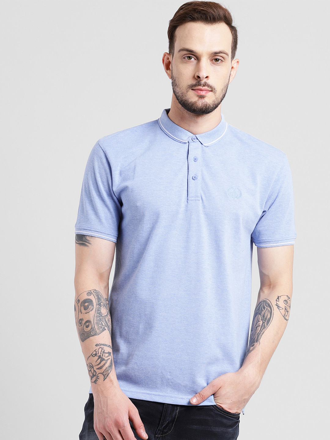 Buy COBB Men Blue Solid Polo Collar T Shirt - Tshirts for Men 6630007 | Myntra