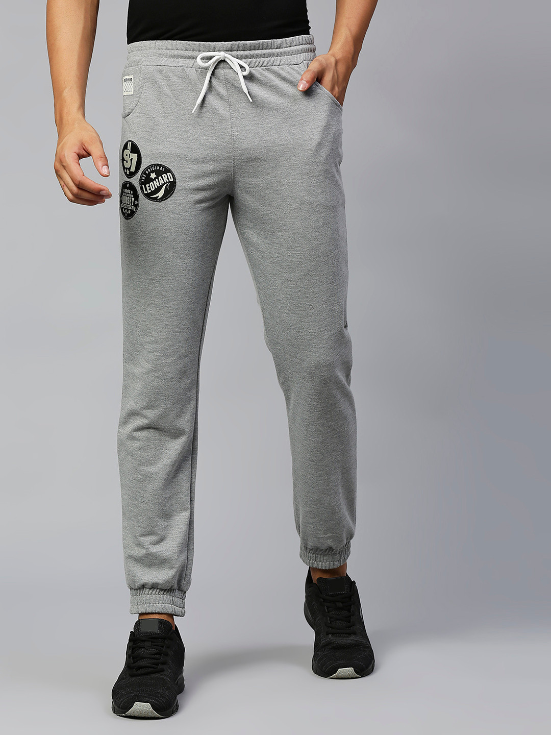 Buy Hubberholme Men Grey Melange Solid Joggers Track Pants for Men
