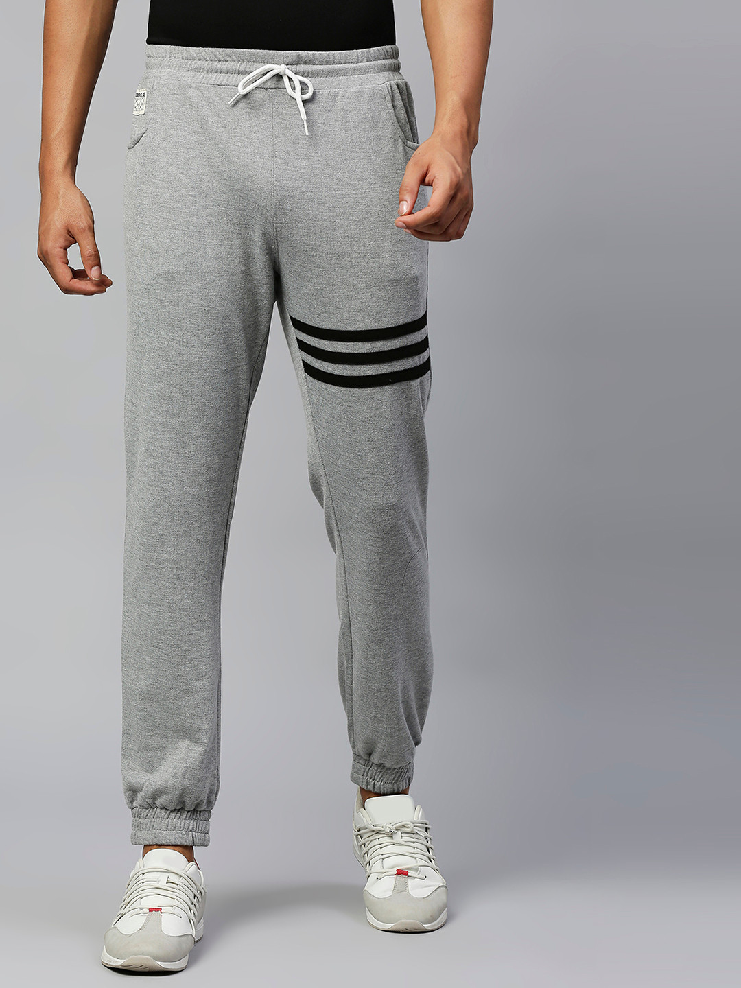 Buy Hubberholme Men Grey Melange Solid Slim Fit Joggers Track Pants