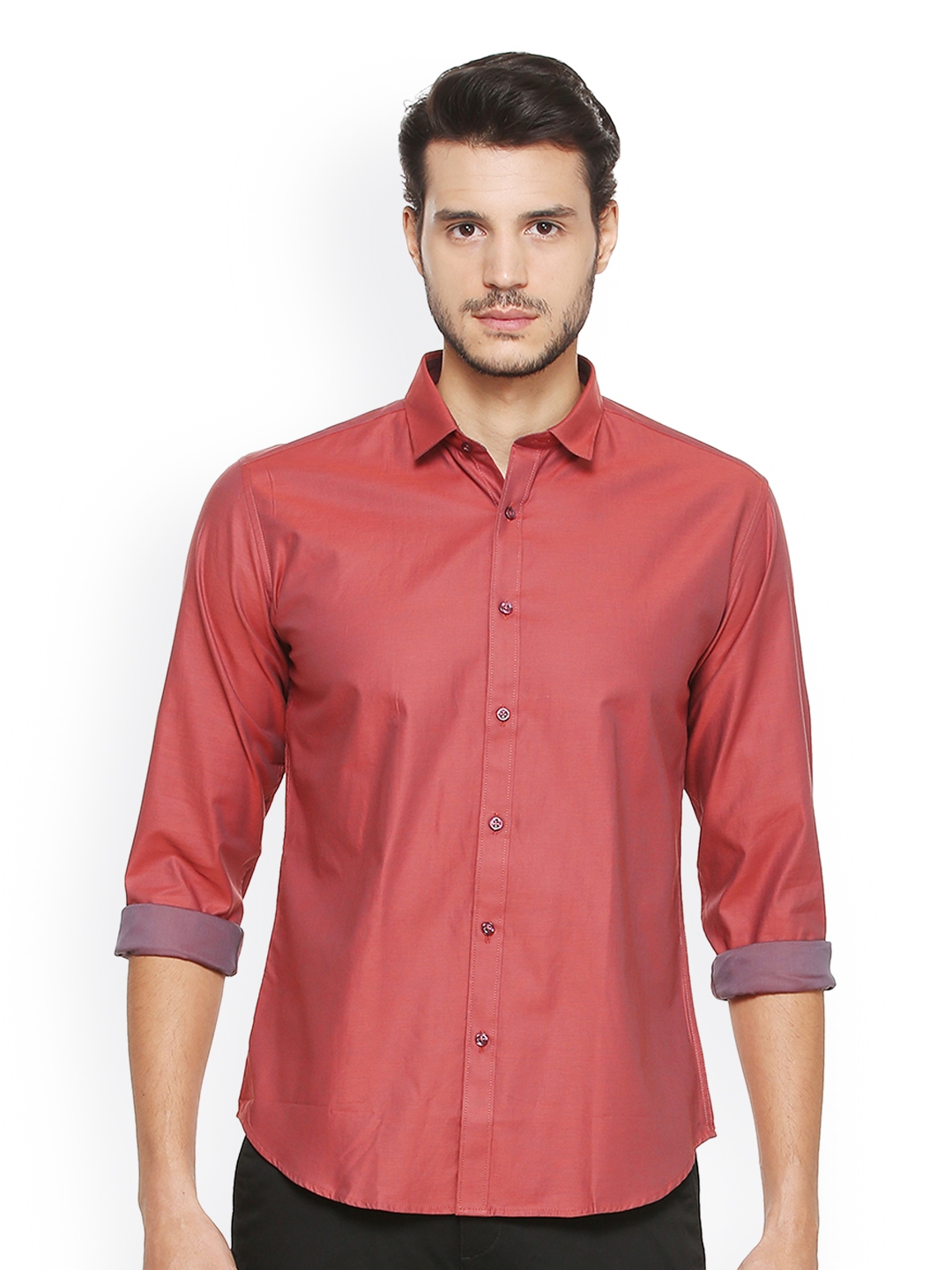 Buy V Dot Men Rust Slim Fit Solid Formal Shirt - Shirts for Men 6638445 ...