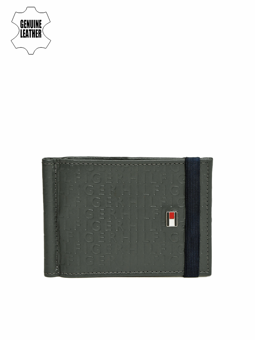 Buy Tommy Hilfiger Men Grey Textured Genuine Leather Card Holder With