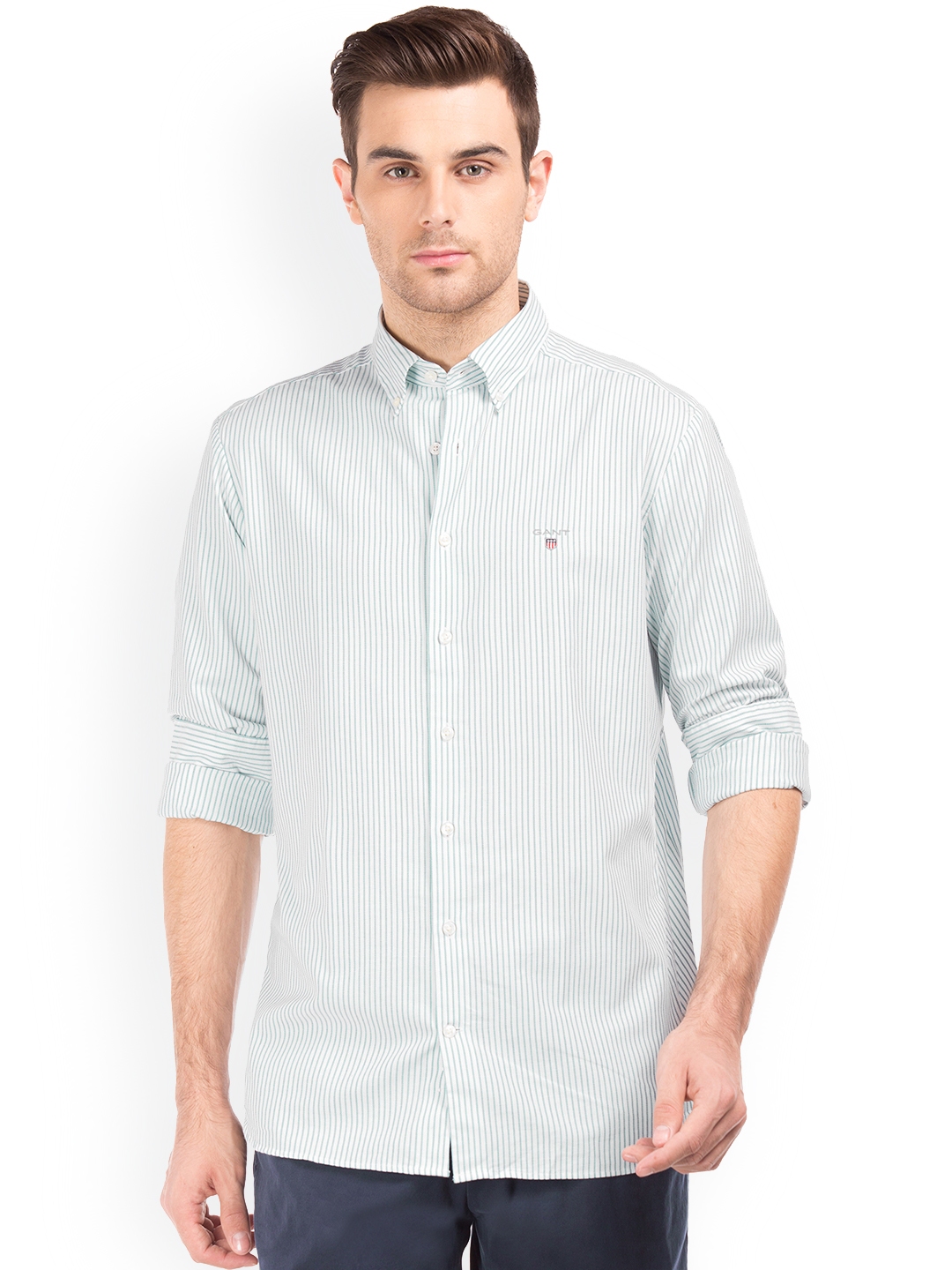 gant blue and white striped shirt