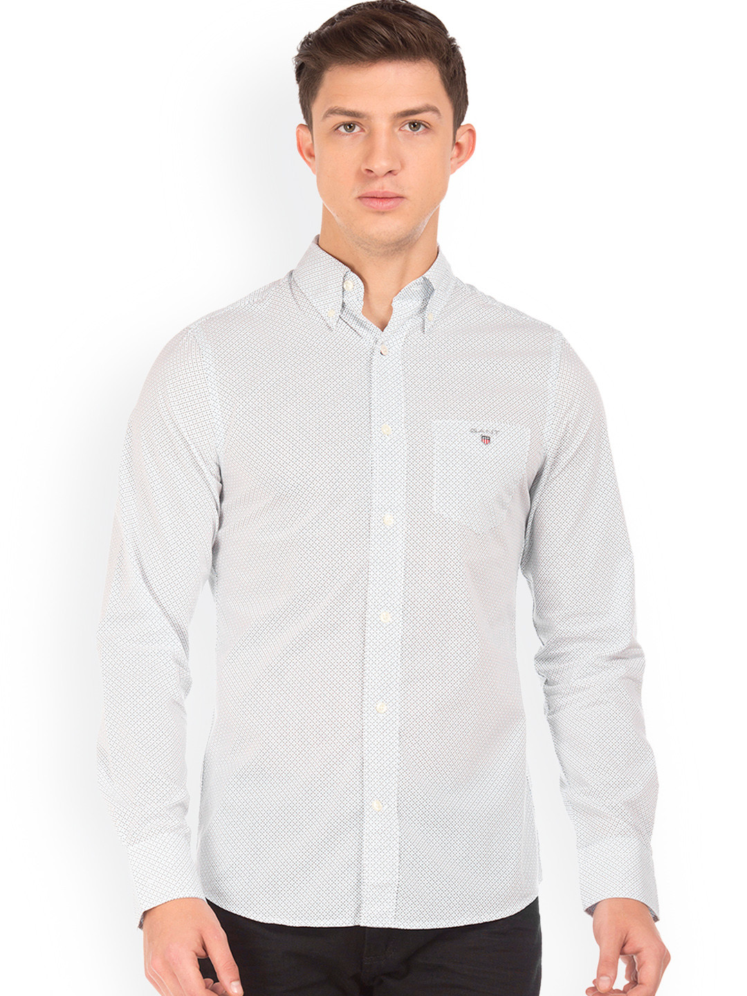 Buy GANT Men White Slim Fit Printed Casual Shirt Shirts for Men