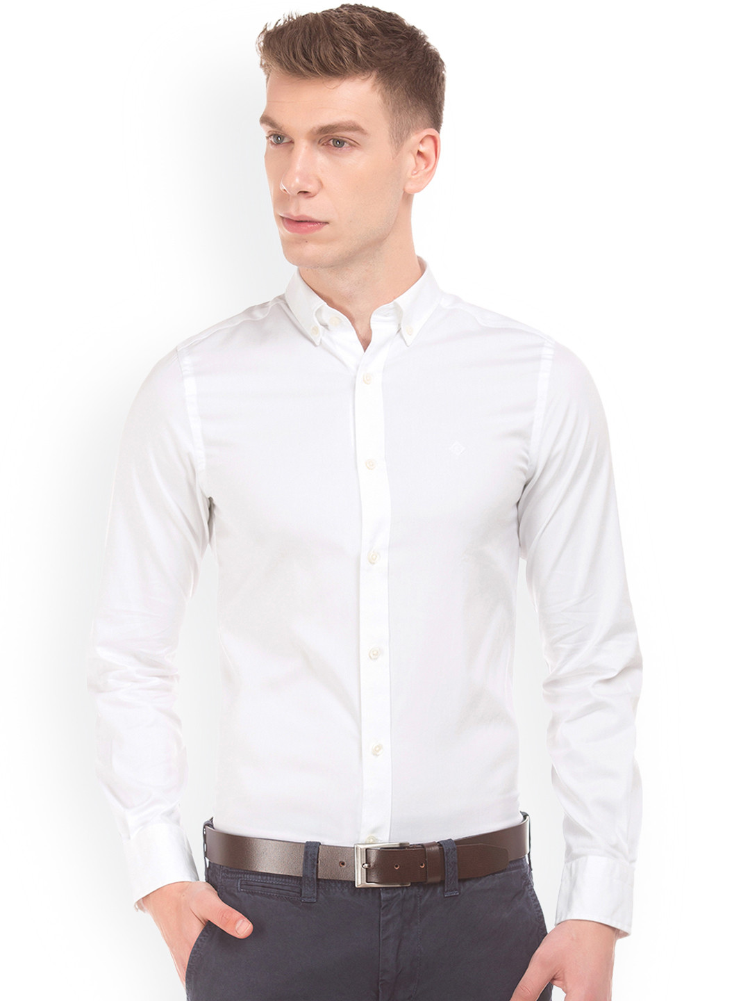 Gant Men White Solid Collar Shirt