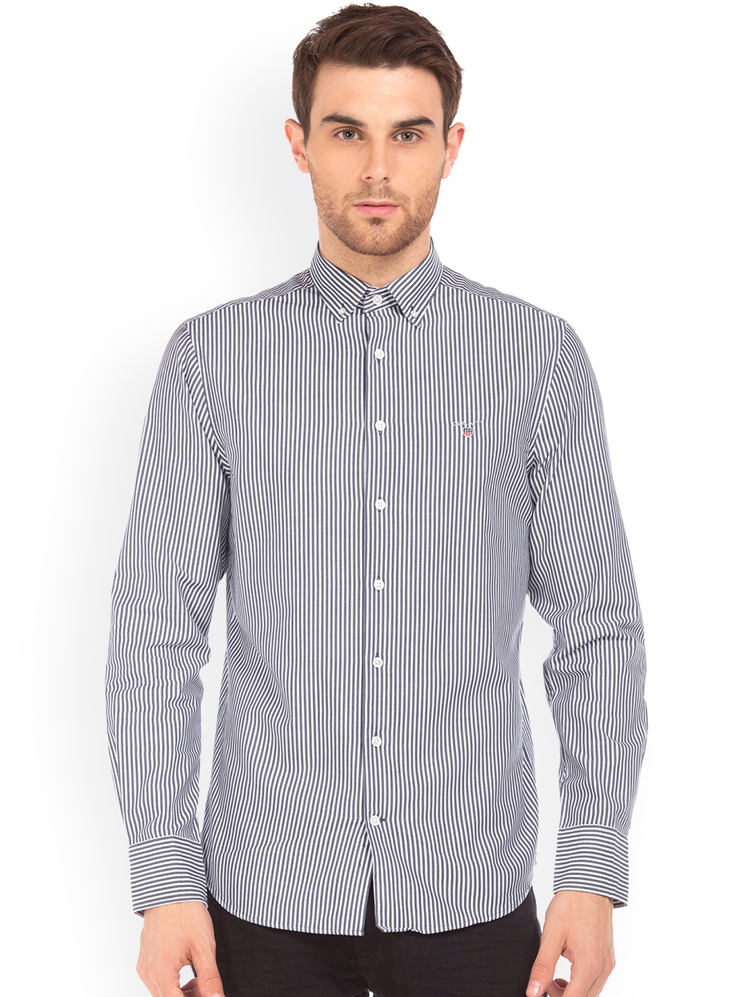 gant blue and white striped shirt