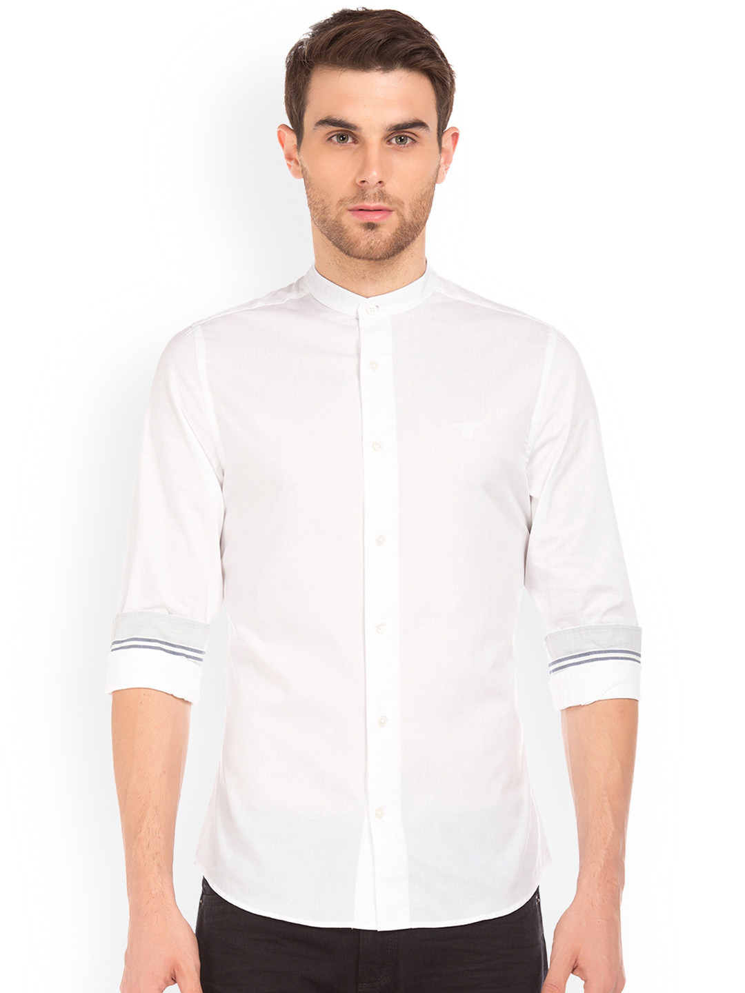Gant Men White Solid Button-Down Collar Short Sleeves Shirt