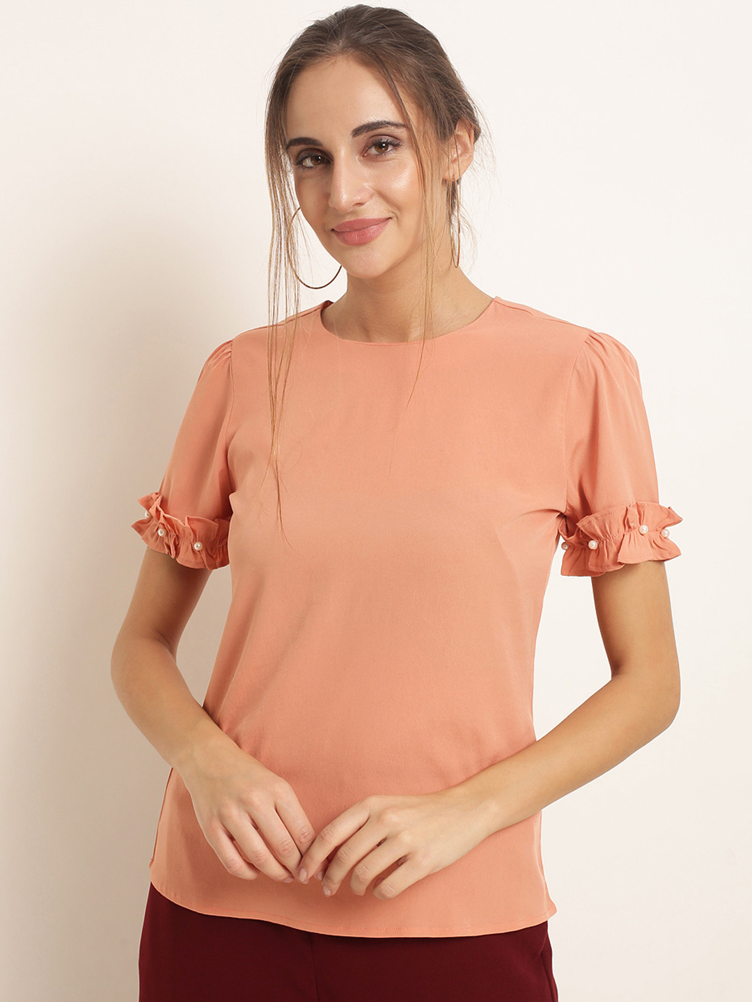 Buy RARE Women Peach Coloured Solid Top Tops for Women 6671158 Myntra