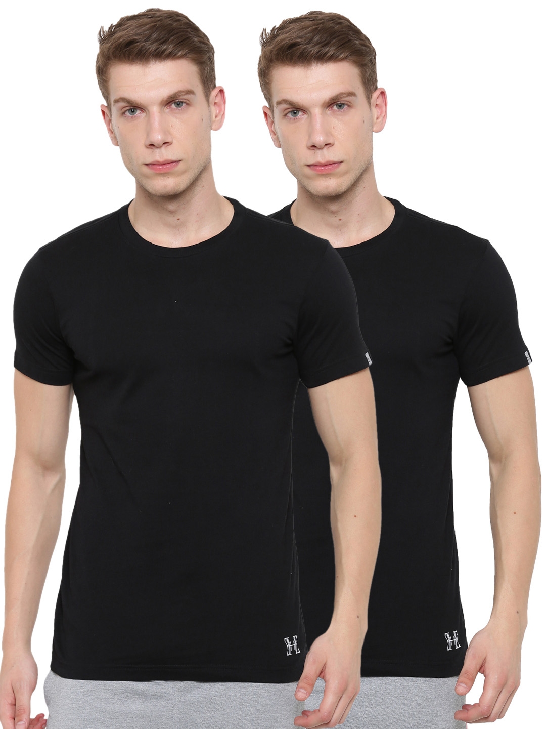 Buy Elle Home Men Pack Of 2 Black Lounge T Shirts PRNK03 - Lounge ...