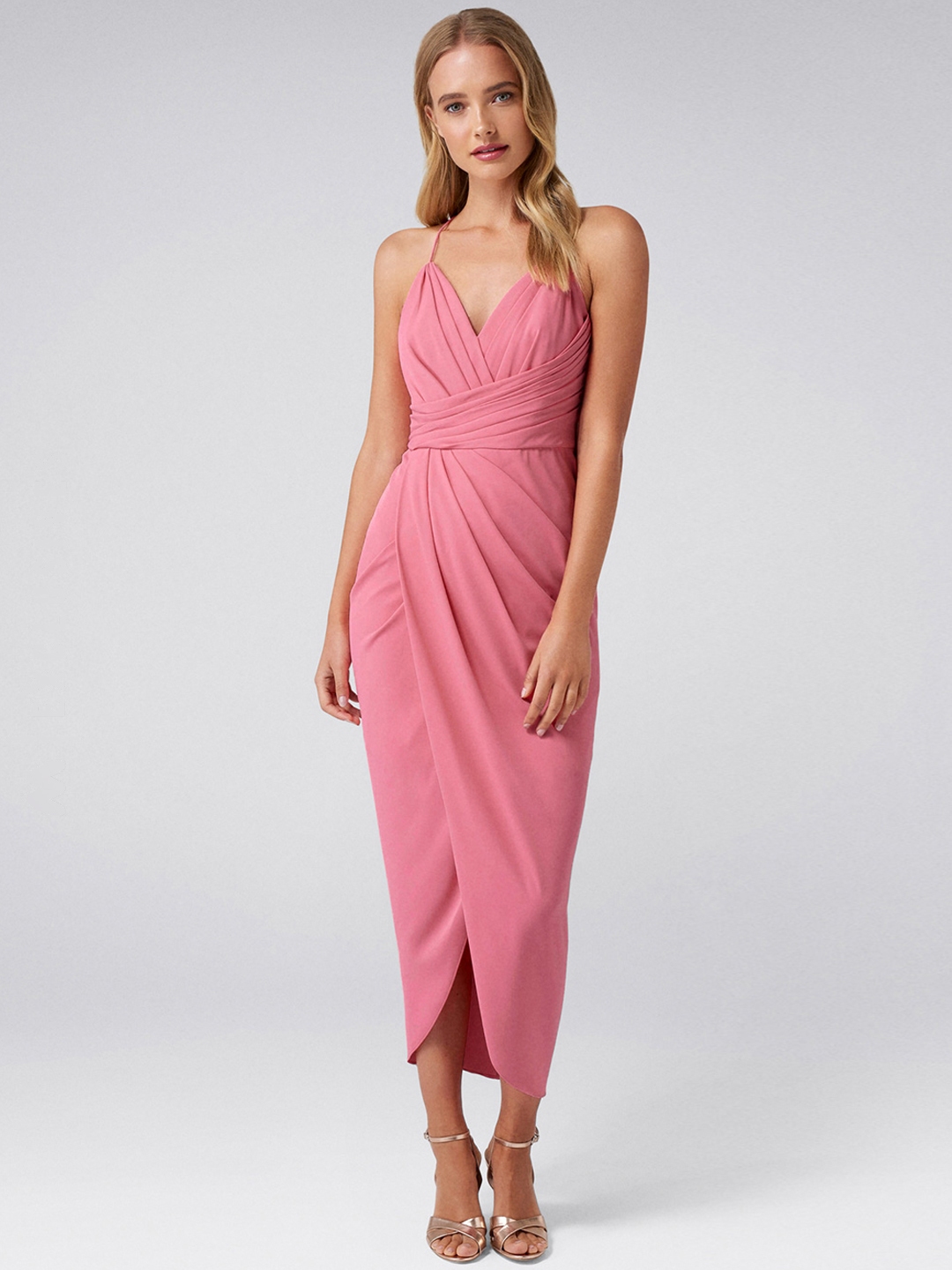 Buy Forever New Women Pink Solid Maxi Dress - Dresses for Women 6688402 ...