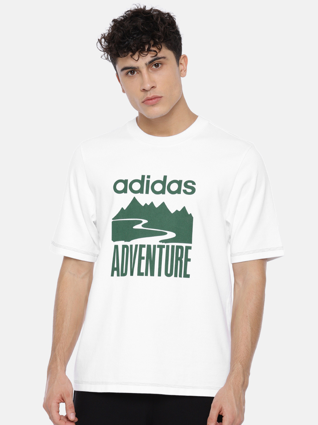 Buy ADIDAS Originals White Printed ADVENTURE Pure Cotton T Shirt