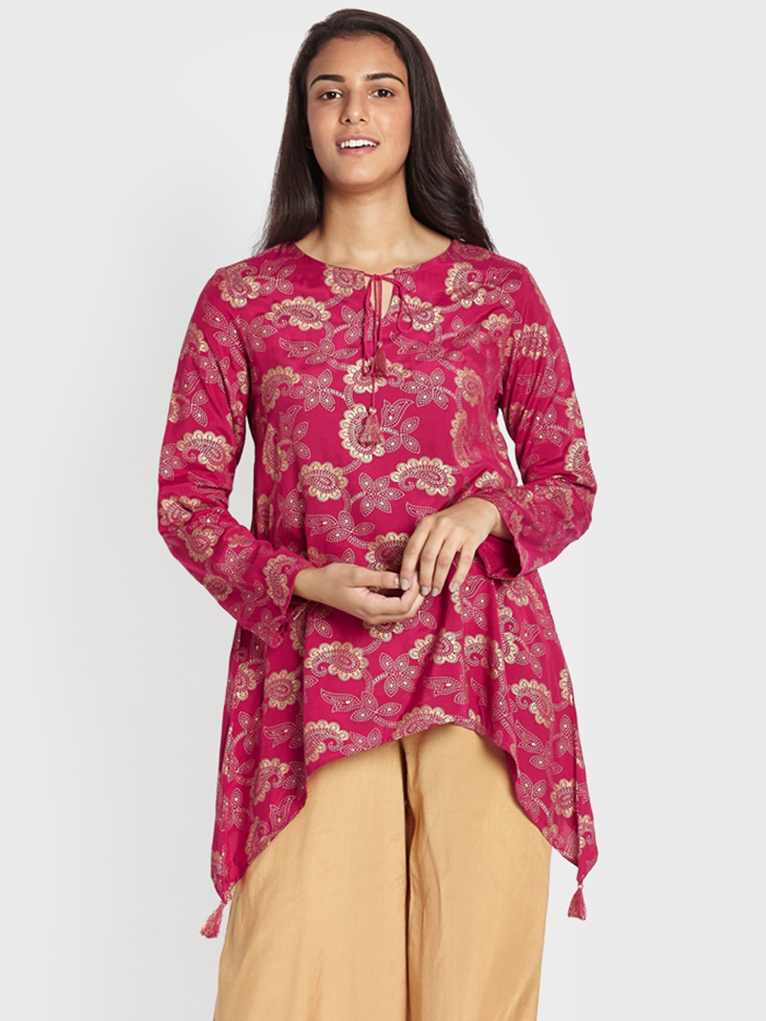 Buy Global Desi Women Pink Printed Top - Tops for Women 6698821 | Myntra