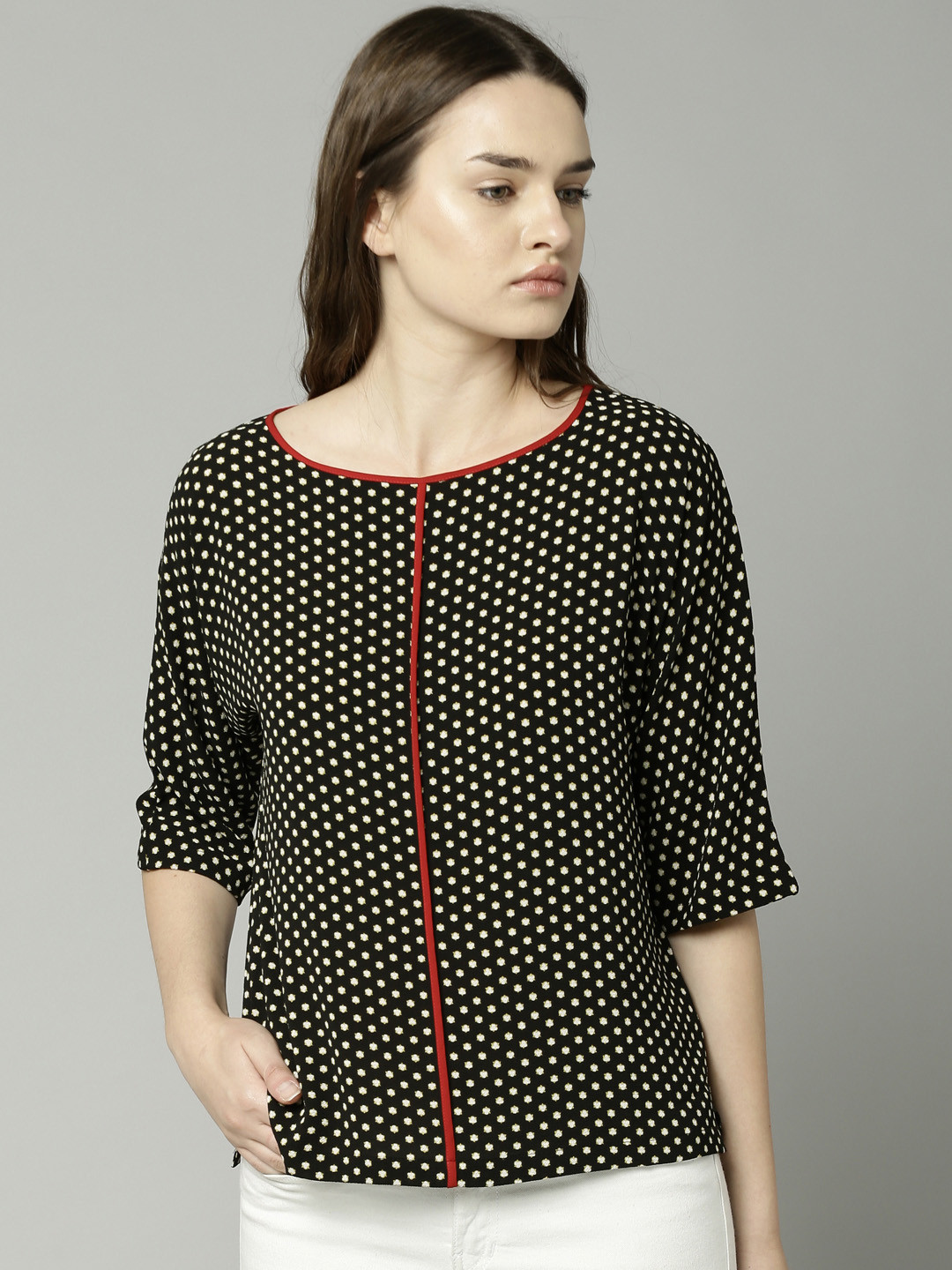 Buy Marks & Spencer Women Black Printed Top Tops for Women 6701195