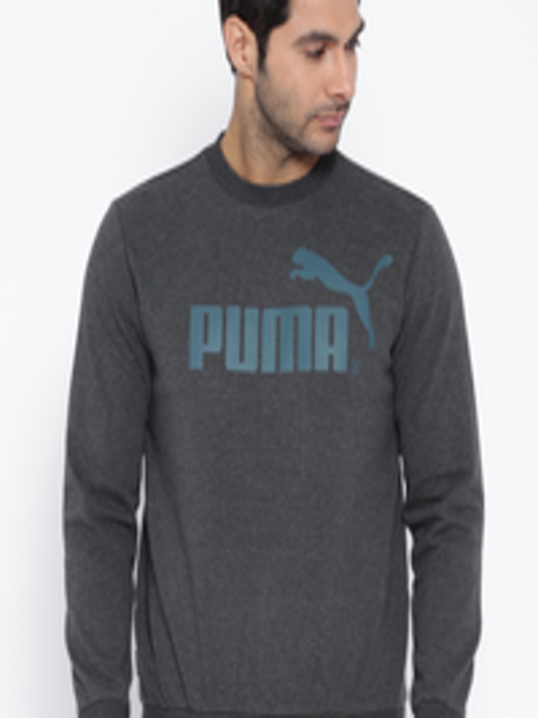 Buy Puma Charcoal Grey Melange Printed Sweatshirt - Sweatshirts for Men ...