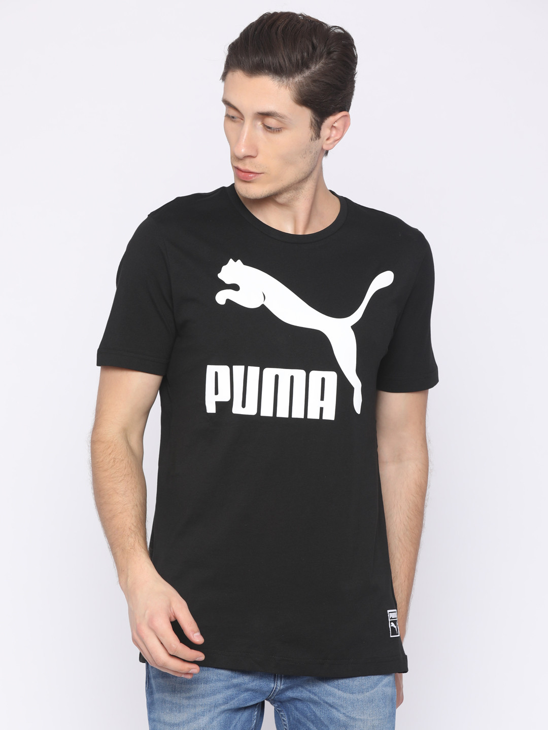Buy Puma Men Black Printed Archive Logo Pure Cotton T Shirt Tshirts