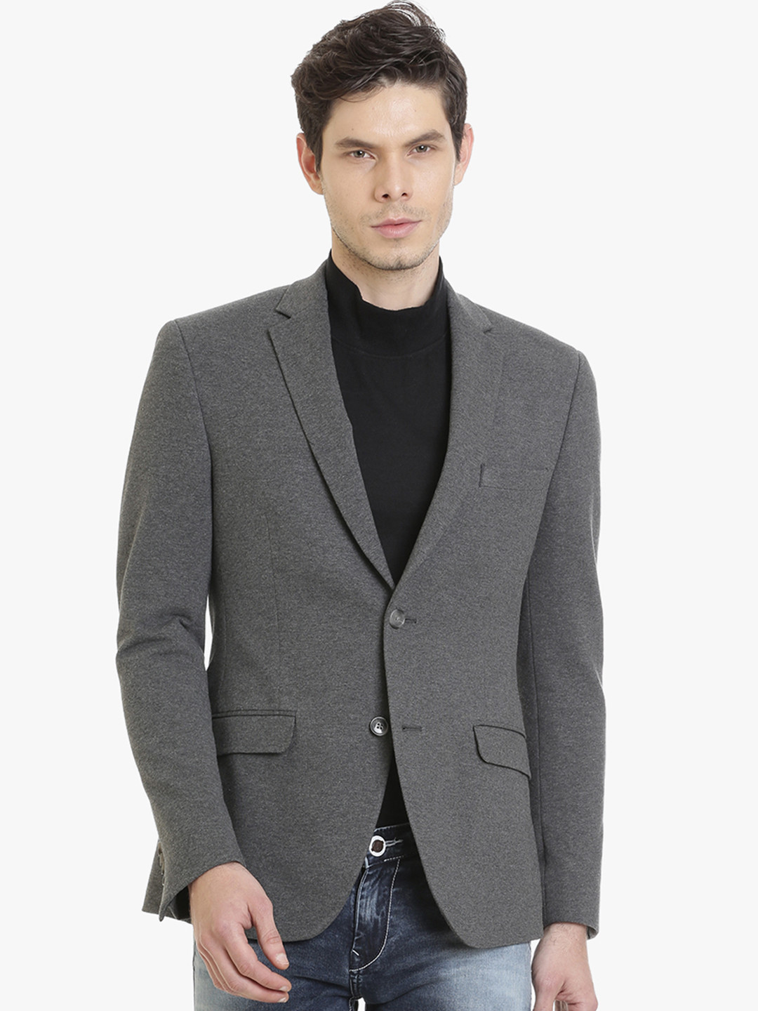 Buy SUITLTD Men Grey Solid Slim Fit Single Breasted Casual Blazer