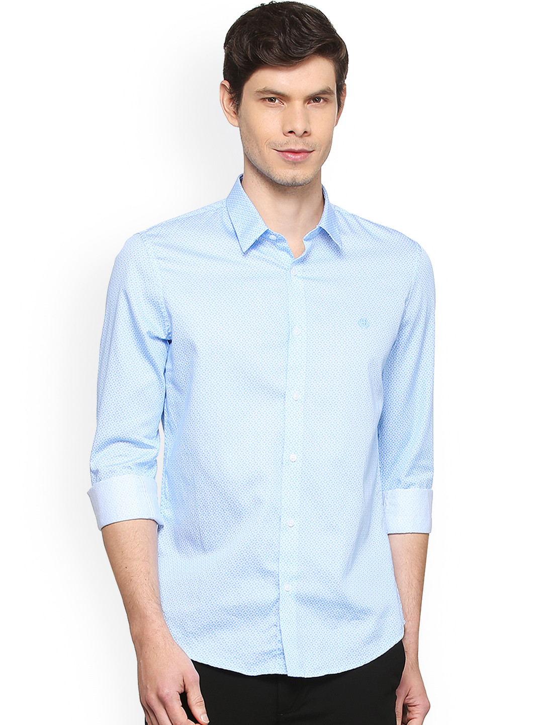 Buy Peter England Casuals Men Blue Slim Fit Printed Casual Shirt