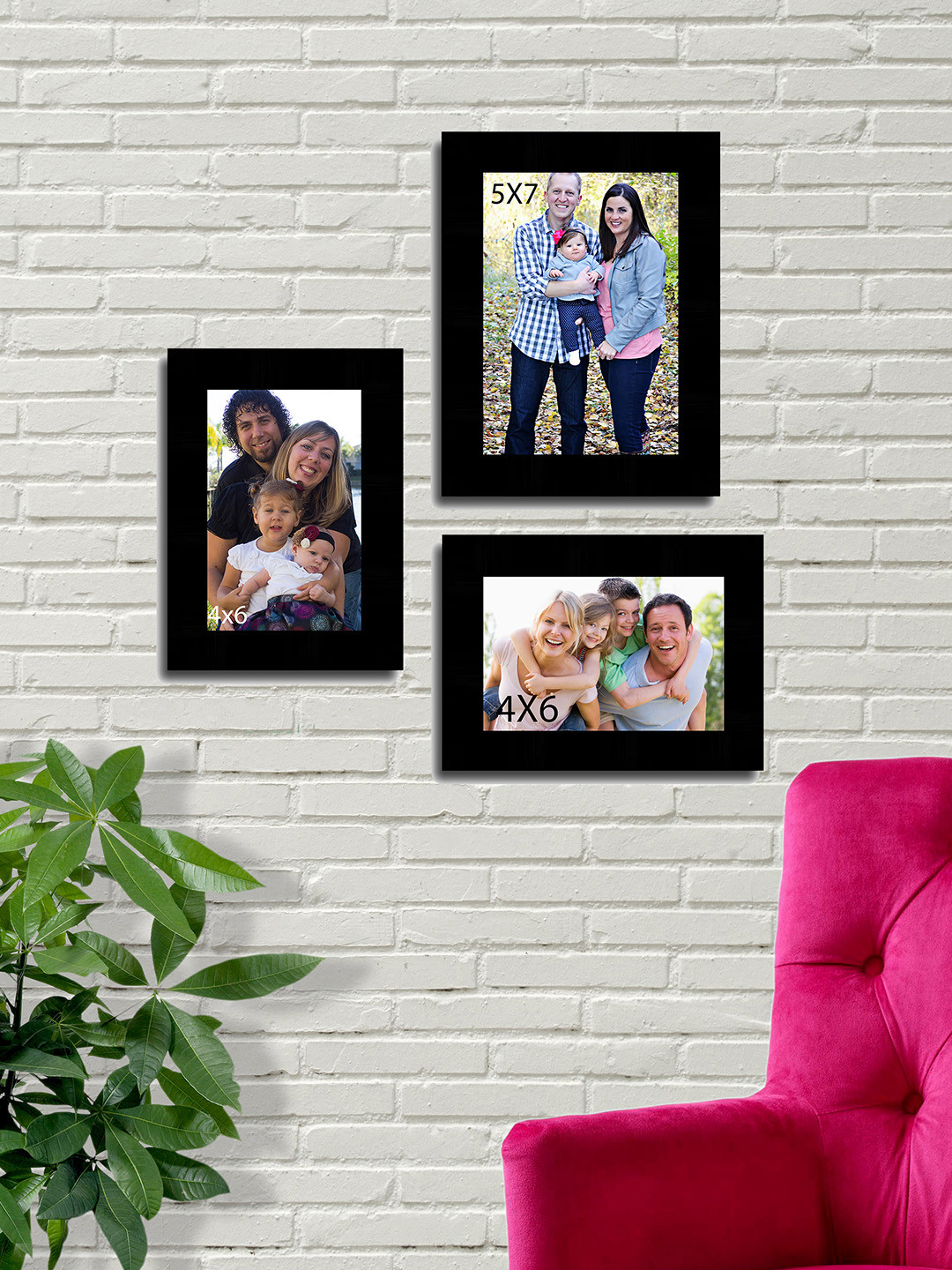 Buy Art Street Black Solid Set Of 3 Wall Photo Frames Photo Frames