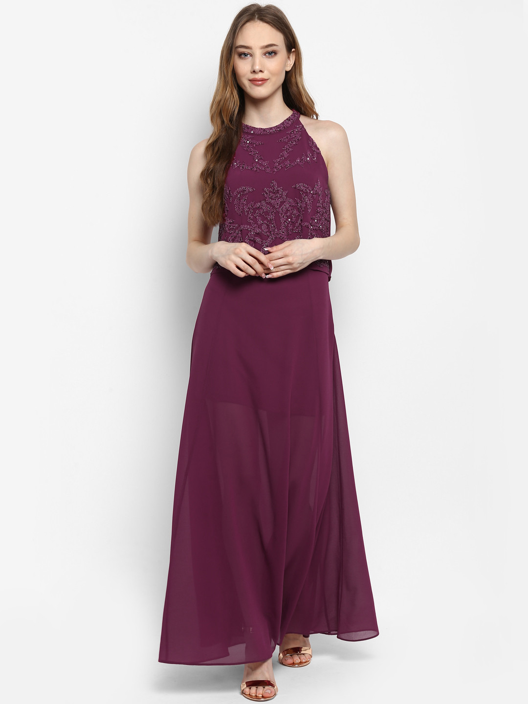 Buy Kazo Women Purple Embellished Maxi Dress Dresses for Women