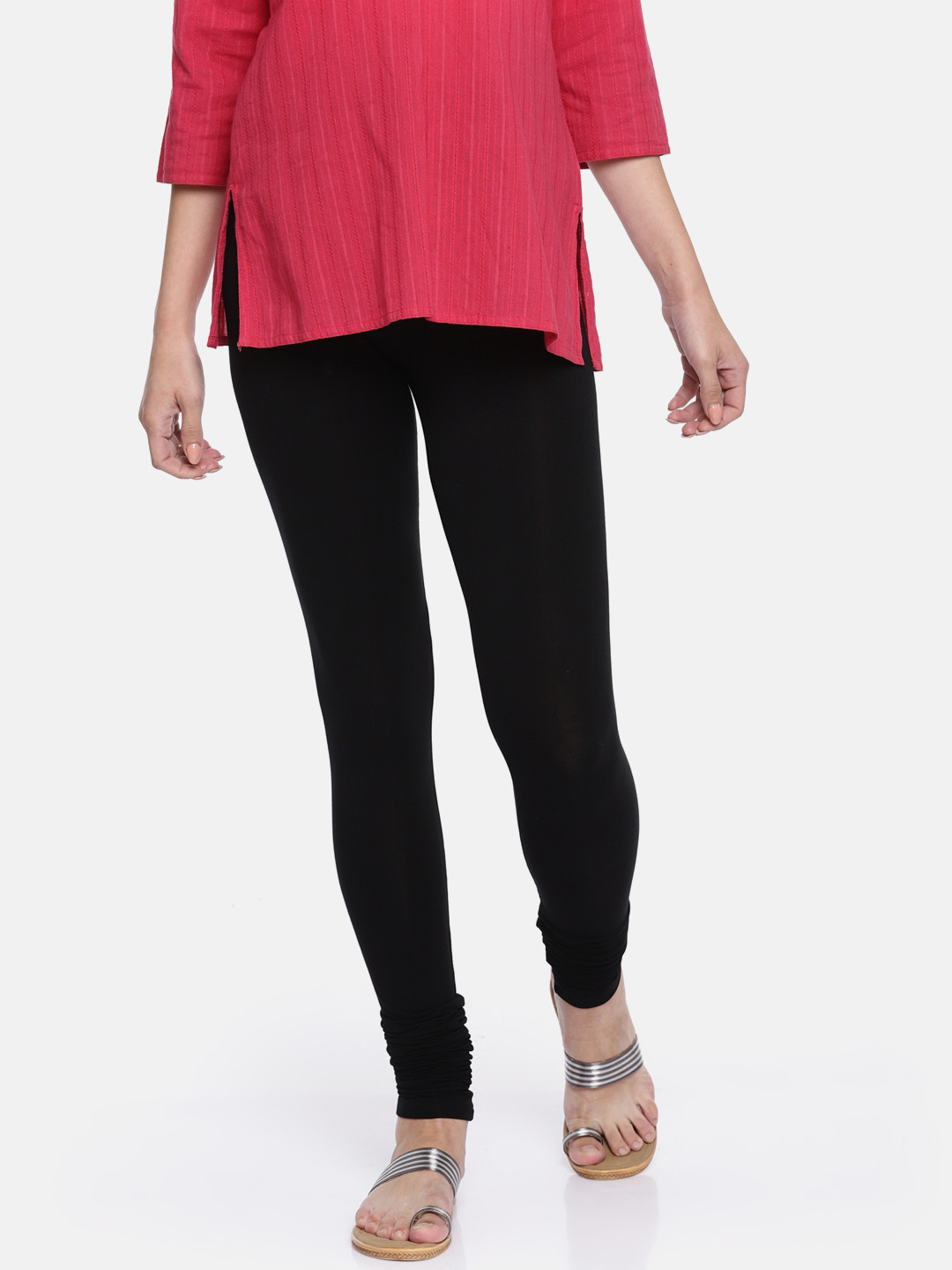 Buy Melange By Lifestyle Black Solid Leggings Leggings for Women