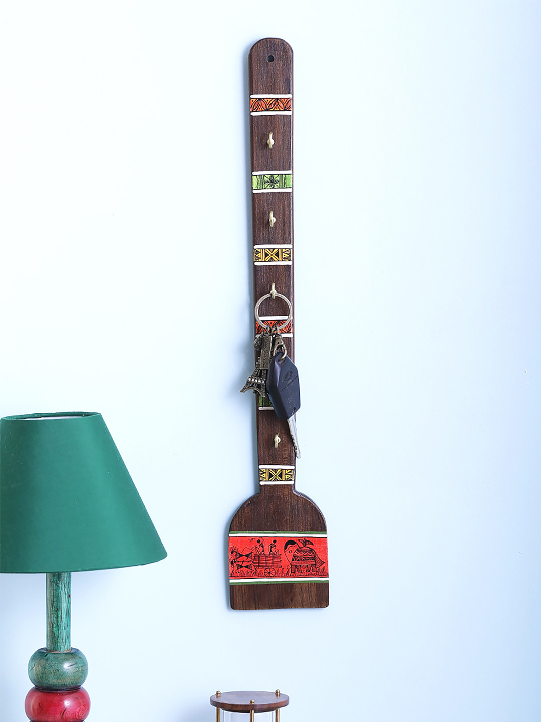 Buy VarEesha Brown Vertical Spatula Wooden Key Holder With Five Hooks