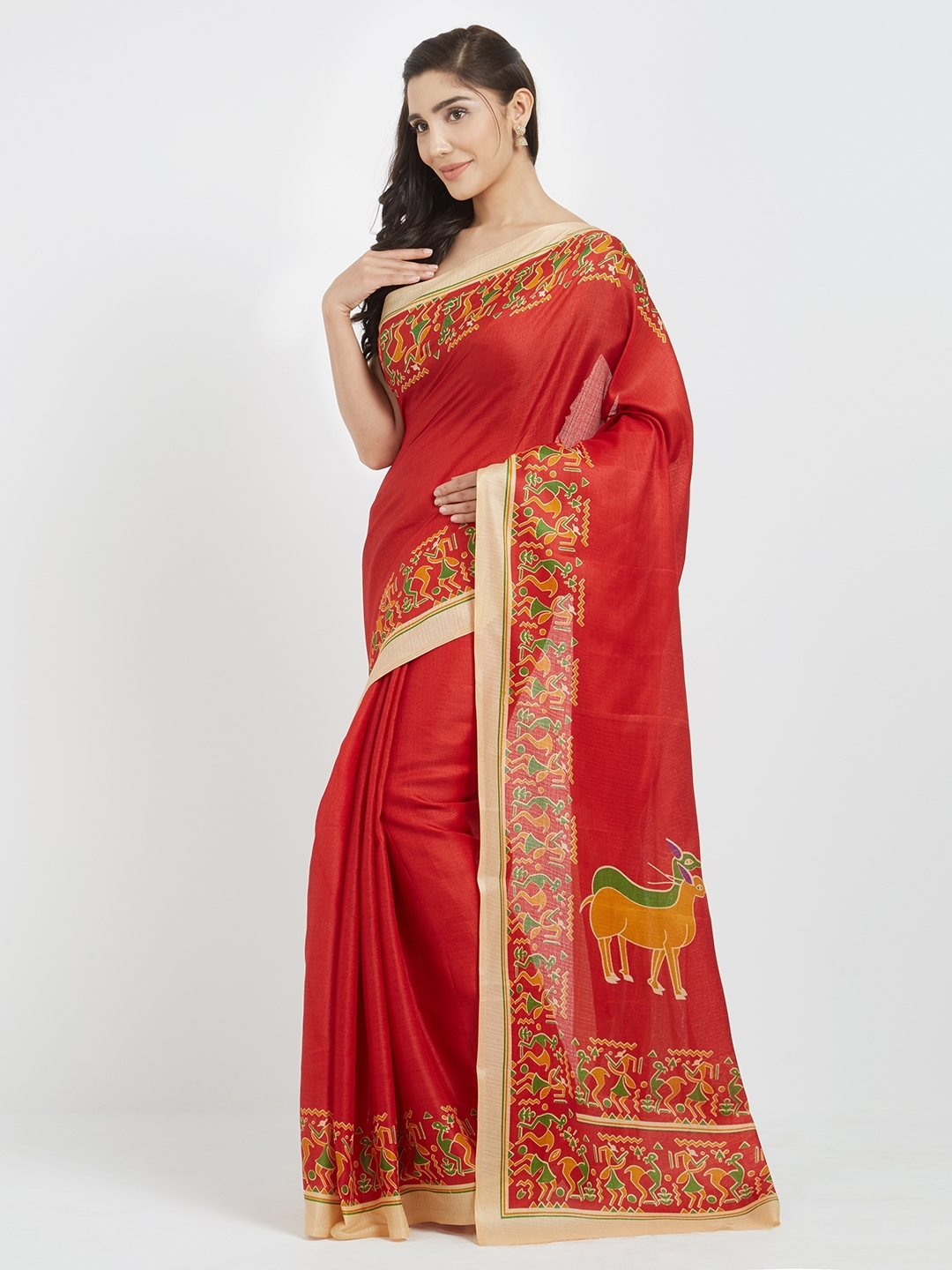 Buy Silk Bazar Women Red Printed Saree Sarees For Women 6714059 Myntra 5924