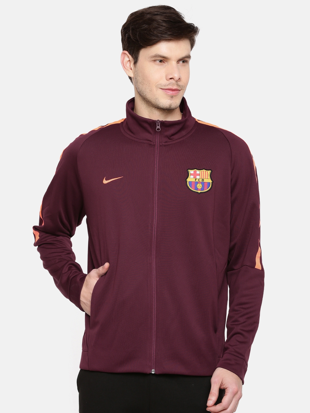 Buy Nike Men Maroon Solid FCB Sporty Jacket - Jackets for Men 6714270 ...