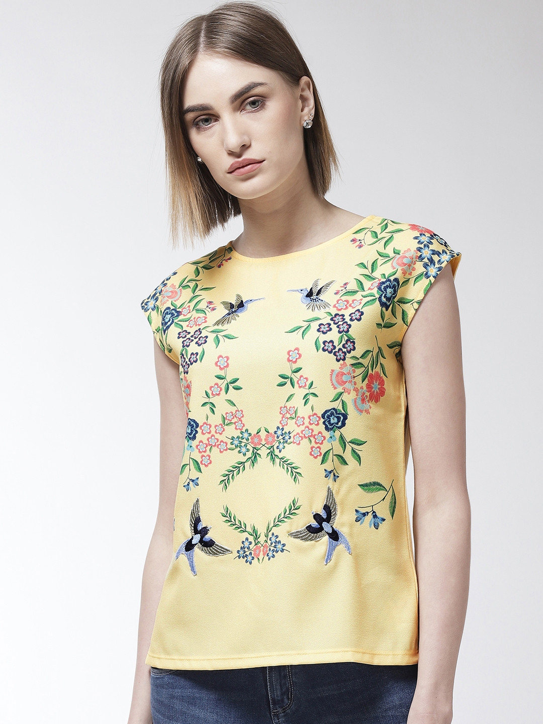 Buy Madame Women Yellow Floral Print Top Tops for Women 6715267 Myntra