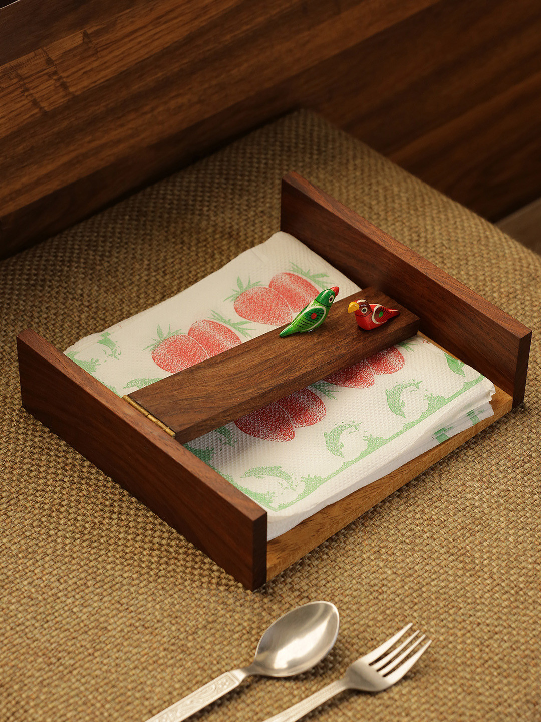 Buy ExclusiveLane Brown Solid Wooden Tissue & Napkin Holder Dining Essentials for Unisex