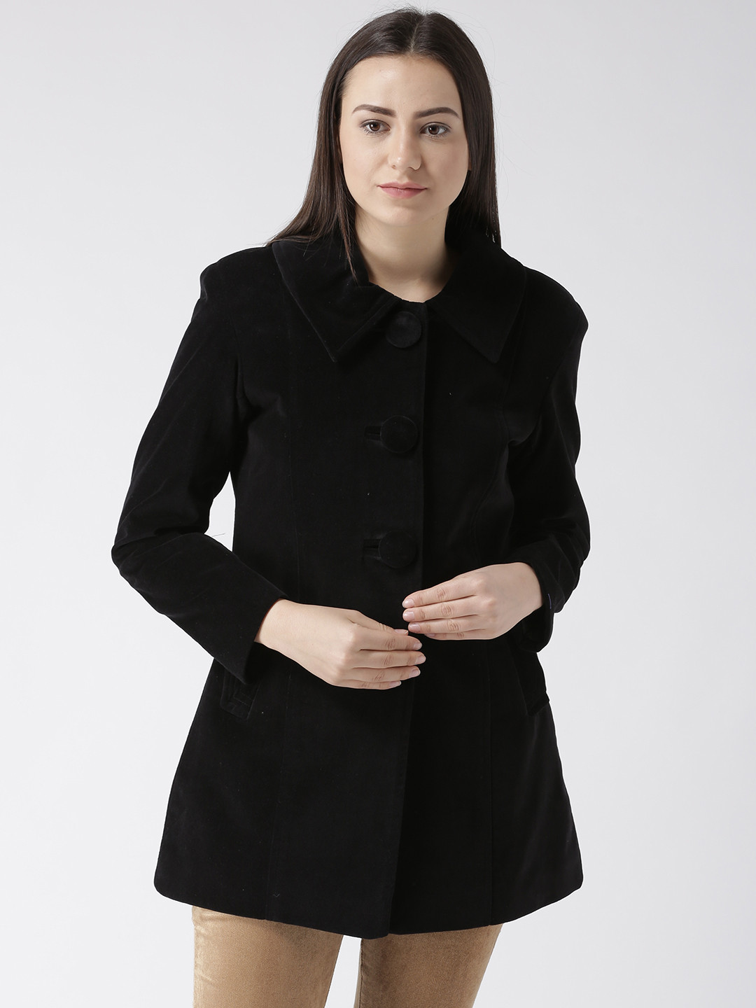 Buy Fashion Cult Women Black Solid Coat Coats for Women 6717988 Myntra