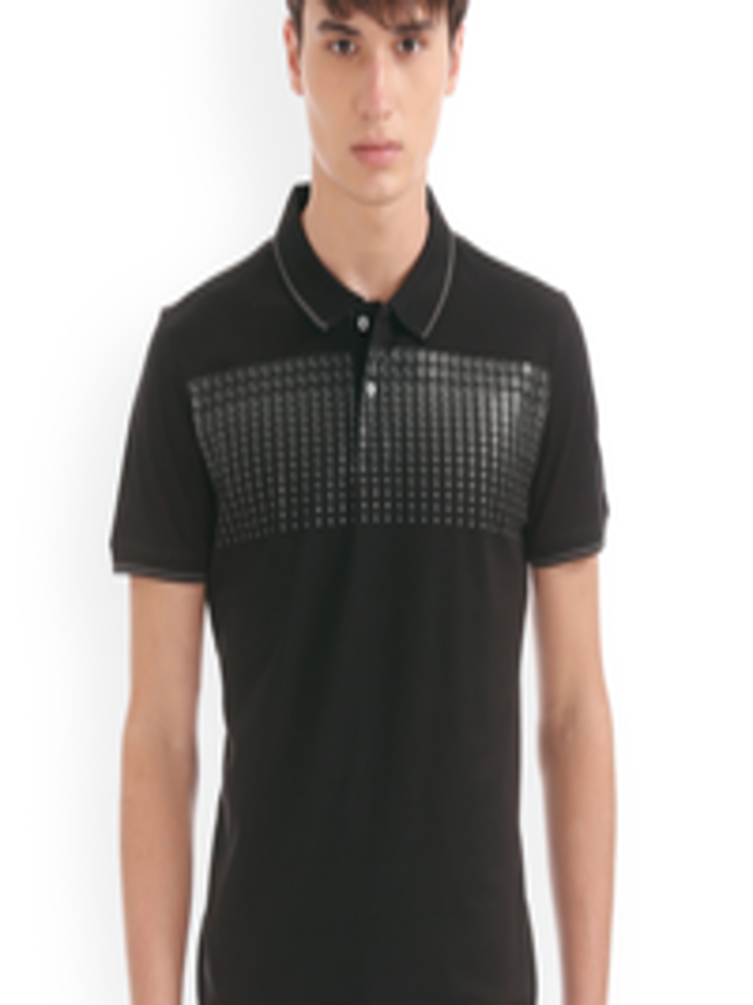 Buy Arrow New York Men Black Printed Polo Collar T Shirt - Tshirts for ...