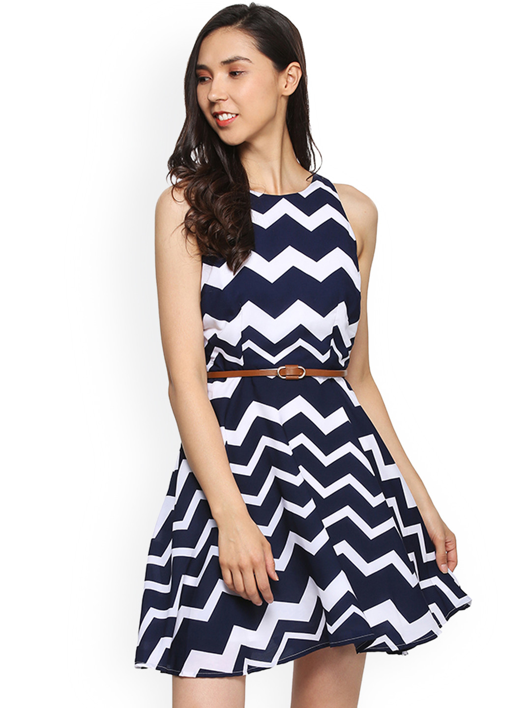 Buy Allen Solly Woman Navy Blue Printed Fit And Flare Dress - Dresses for Women 6719473 | Myntra