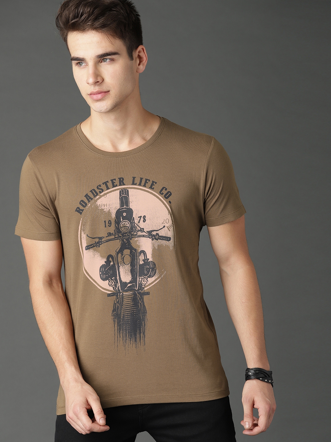 Buy Roadster Men Olive Green Printed T Shirt Tshirts For Men 6720204 Myntra