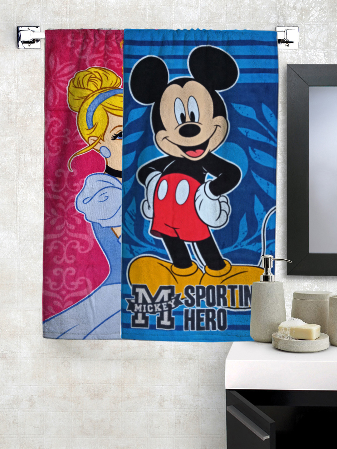 Buy Disney Set Of 2 350 GSM Bath Towels Bath Towels for Unisex Kids