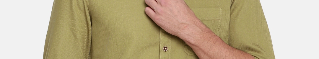 Buy Indian Terrain Men Khaki Chiseled Slim Fit Solid Casual Shirt ...
