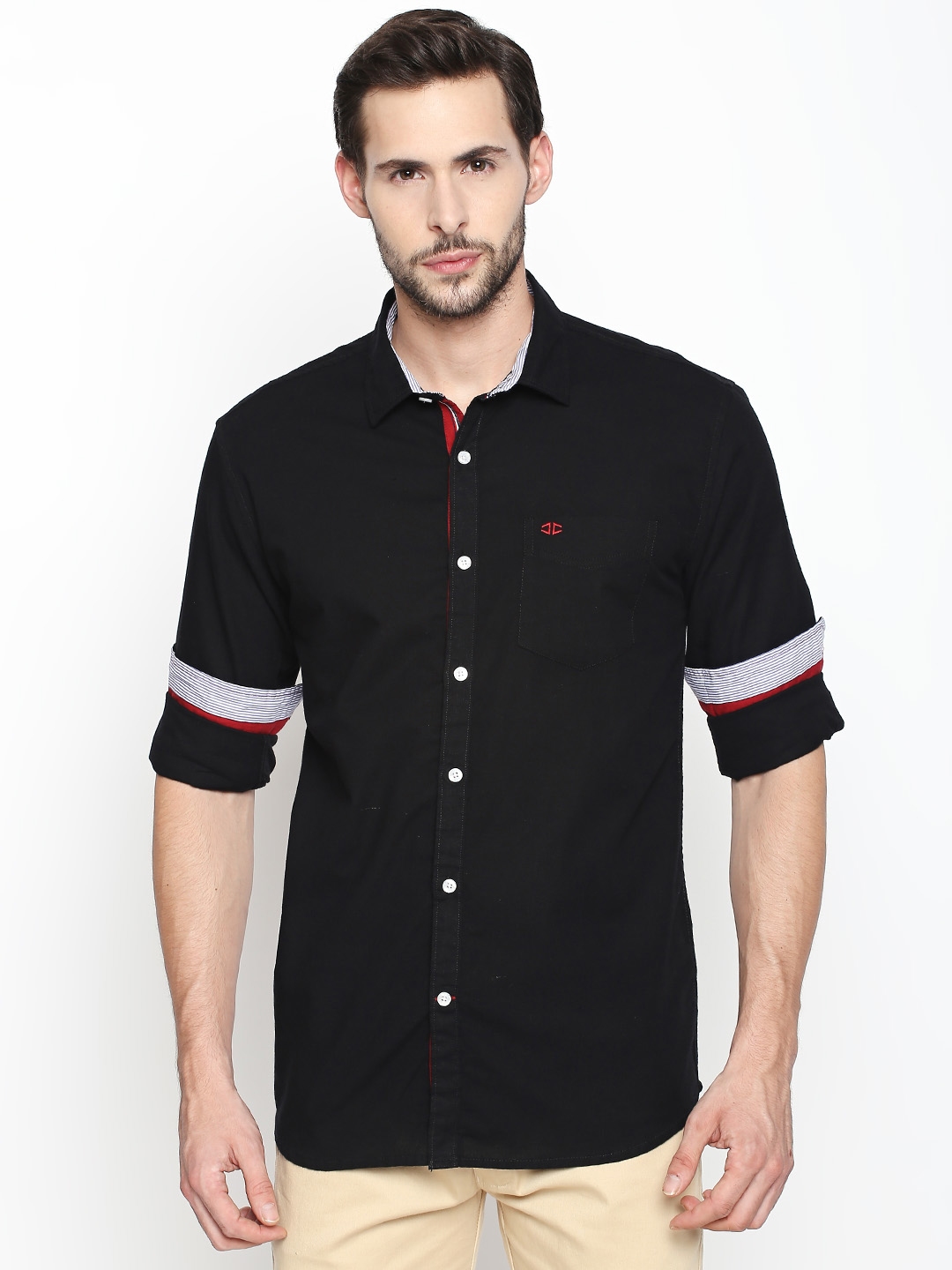 Buy L.A. SEVEN Men Black Slim Fit Solid Casual Shirt - Shirts for Men ...