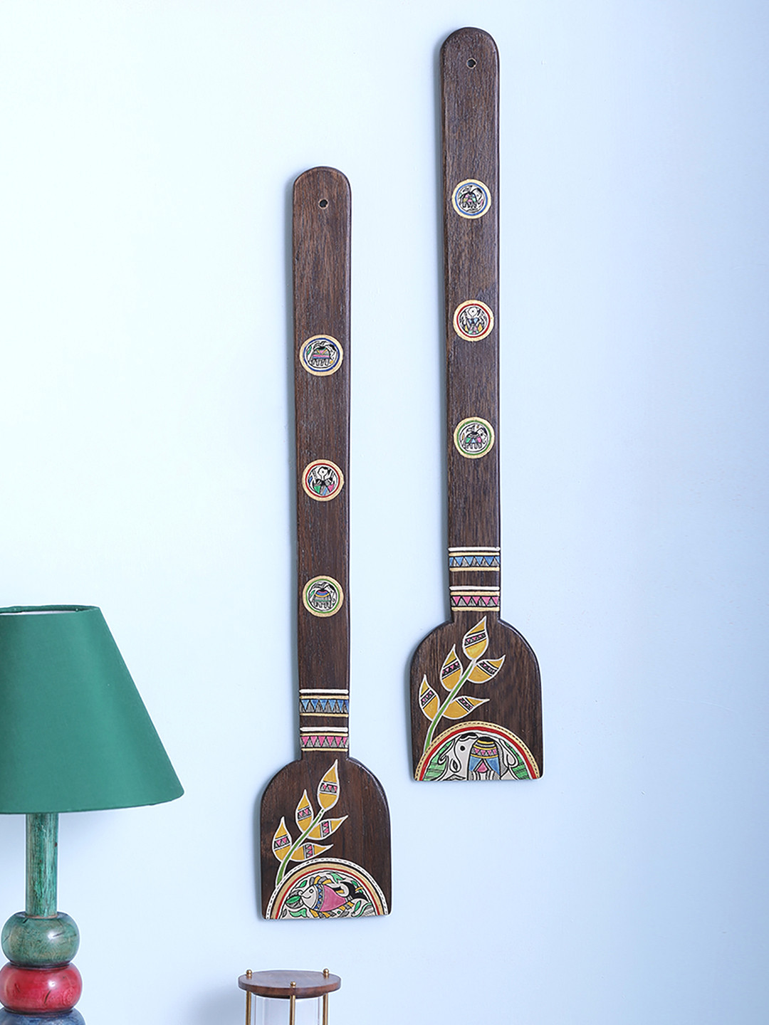 Buy VarEesha Brown Spatula Design Madhubani Art Wall Mounting Wall