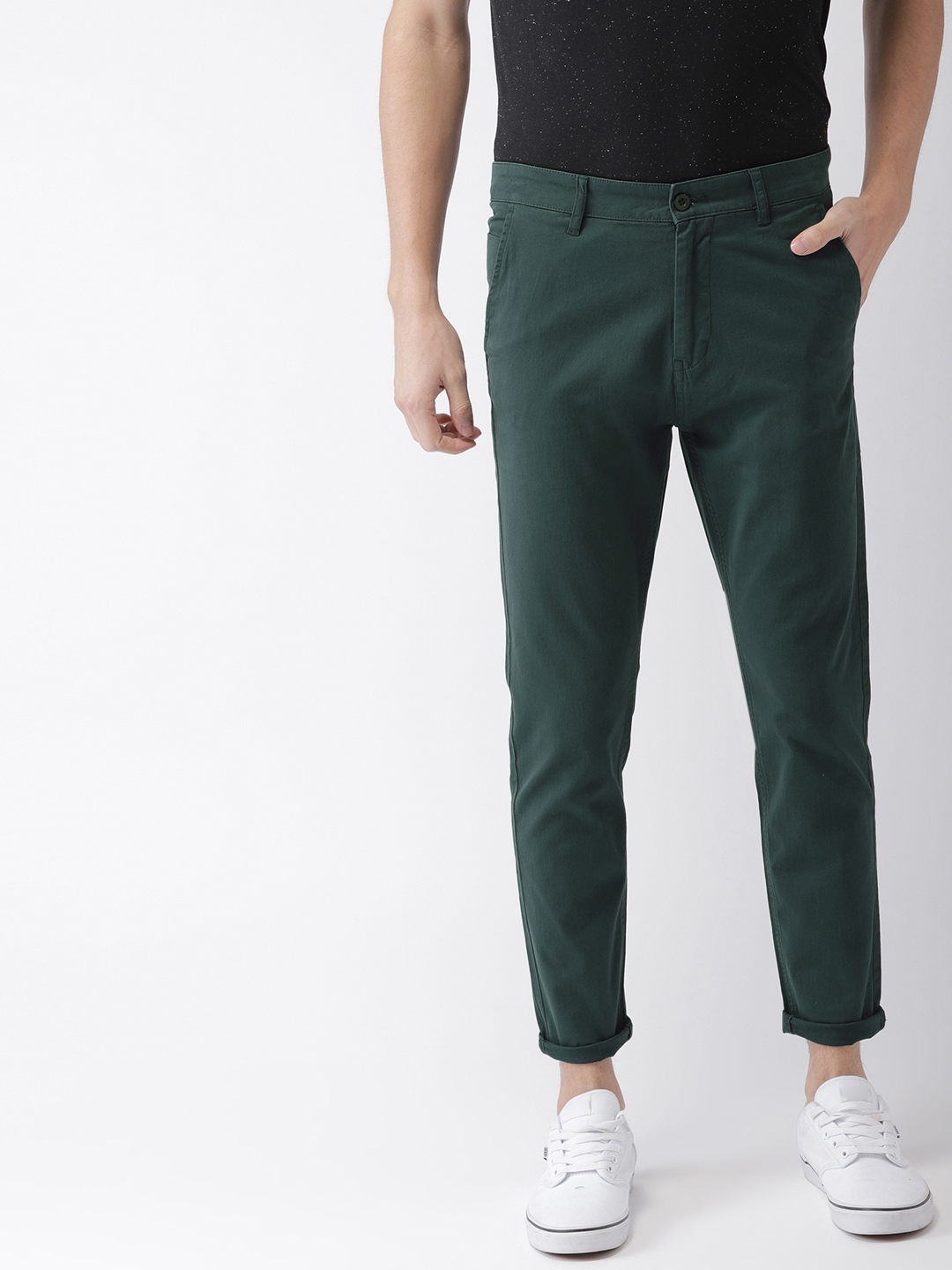 Buy HIGHLANDER Men Green Tapered Fit Solid Chinos - Trousers for Men ...