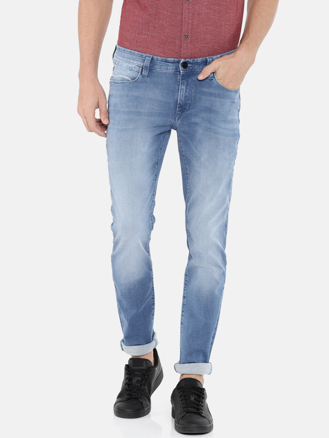 lee skinny men's blue jeans