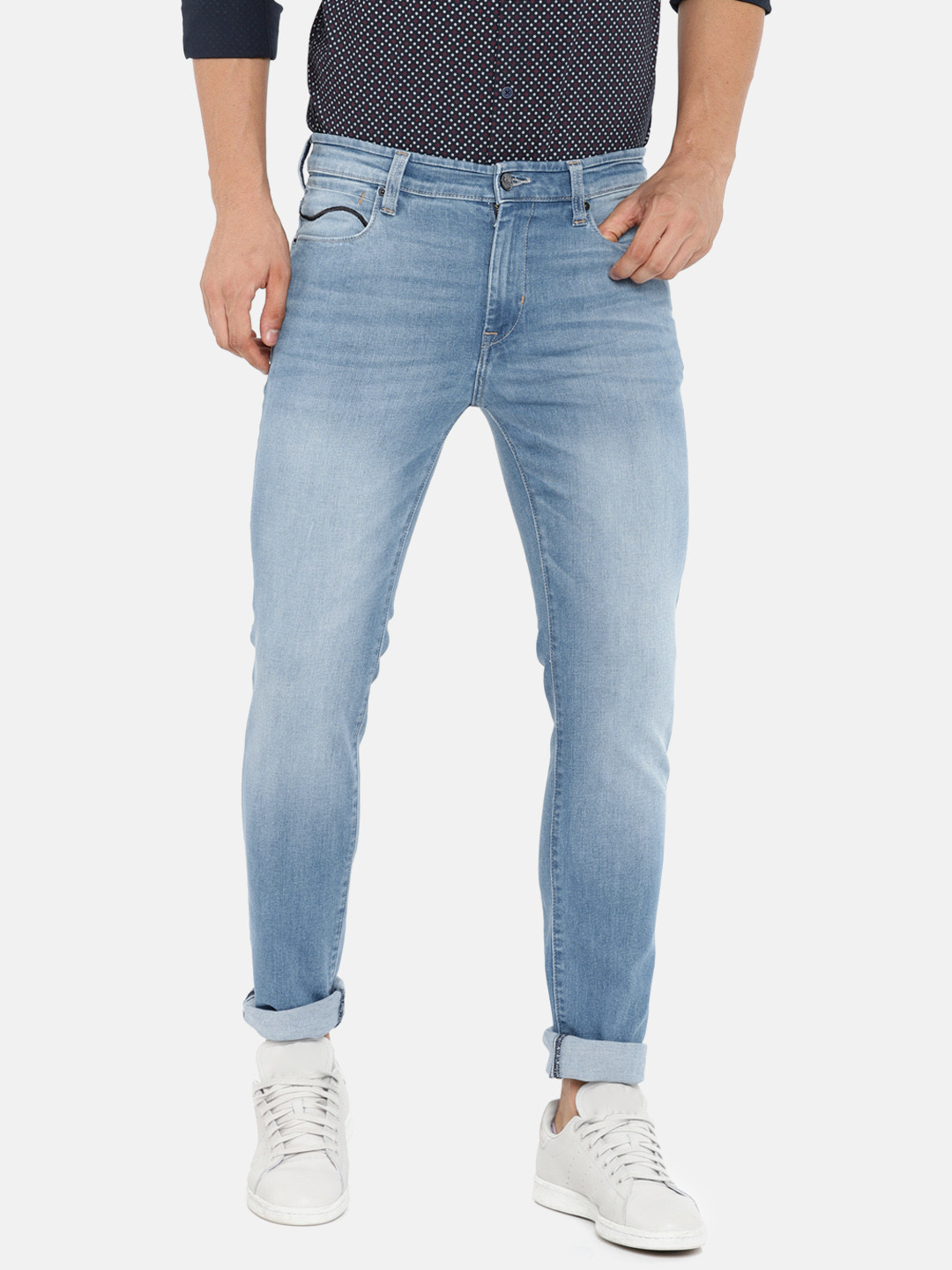 lee skinny men's blue jeans
