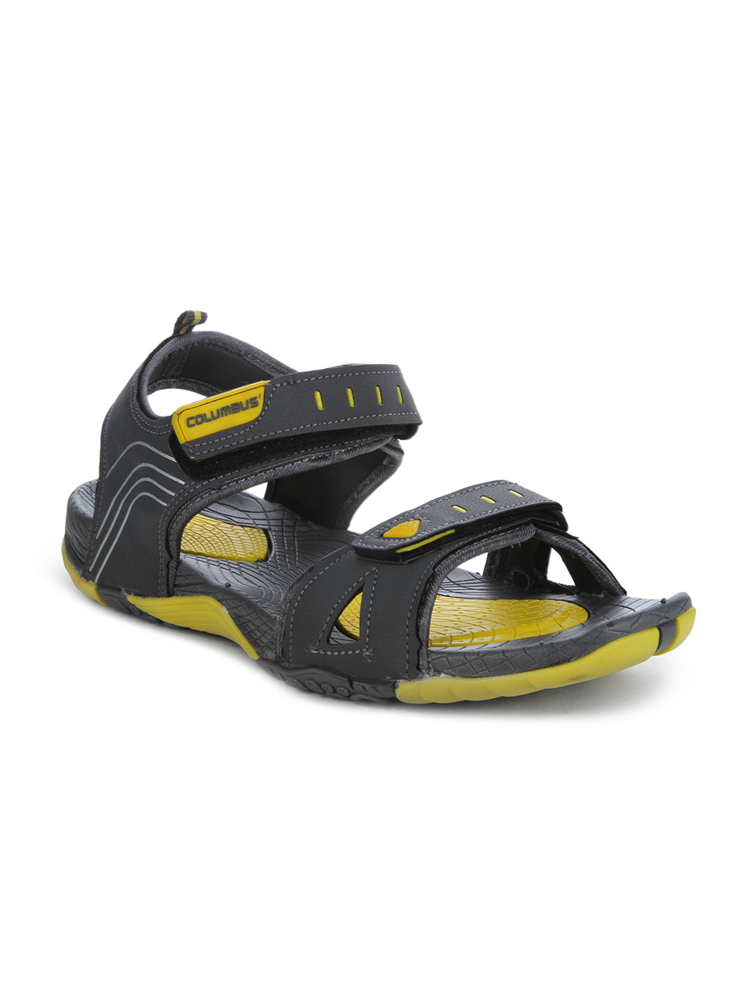 Buy Columbus Men Grey & Yellow Sports Sandals Sports Sandals for Men