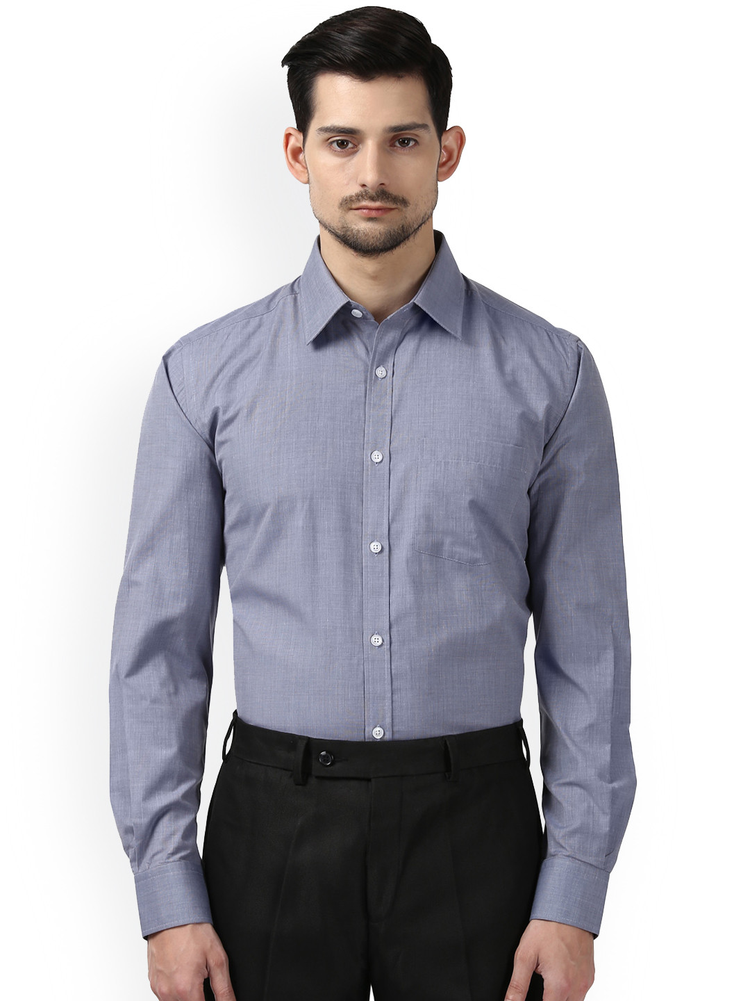 Buy Next Look Men Grey Slim Fit Solid Formal Shirt Shirts for Men