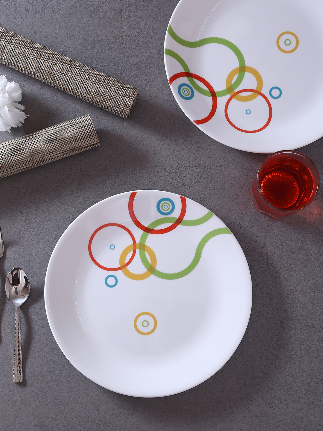 Buy Corelle White 6 Pieces Printed Glass Plates Set Dinnerware for