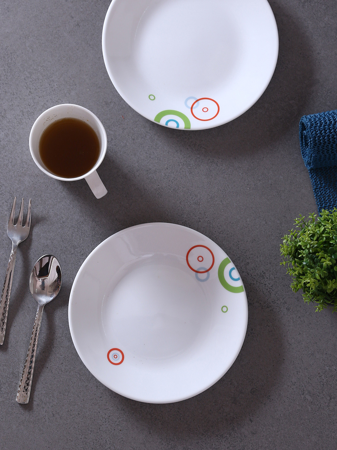 Buy Corelle White 6 Pieces Printed Glass Plates Set Dinnerware for