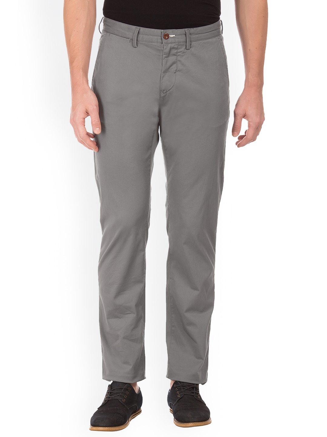 Buy GANT Men Grey Regular Fit Solid Chinos - Trousers for Men 6770107 ...