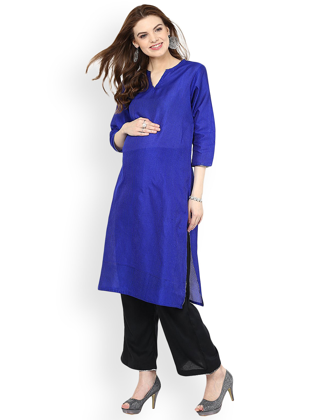 Buy Mamacouture Women Blue Solid Maternity Kurta Kurtis for Women