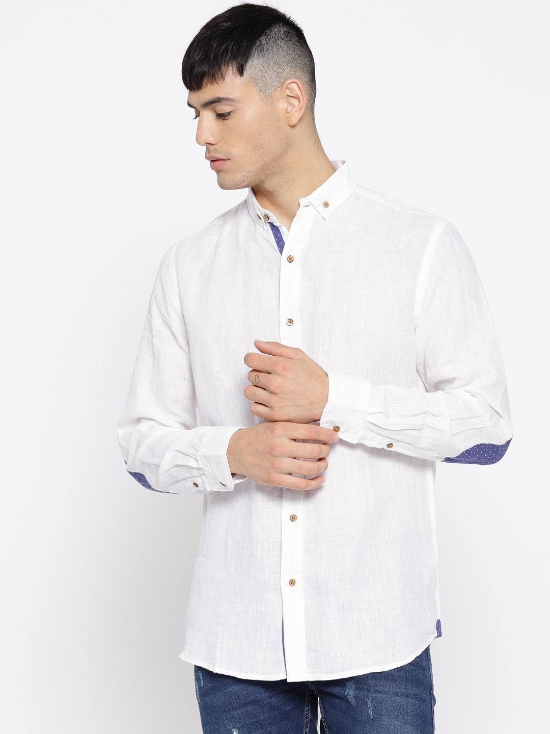 Buy Cottonworld Men White Linen Slim Fit Solid Casual Shirt - Shirts ...