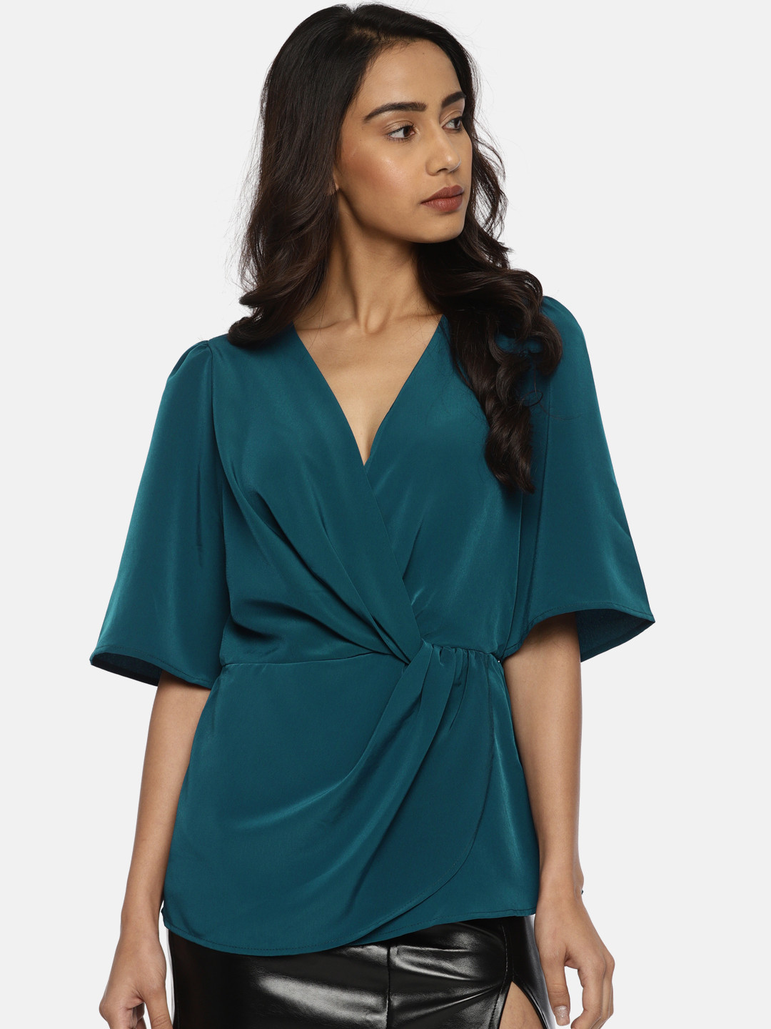 Buy Vero Moda Women Teal Blue Solid Wrap Top - Tops for Women 6788145 | Myntra
