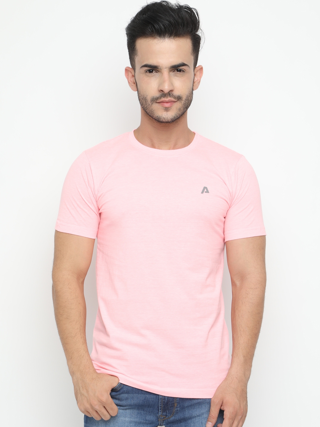 Buy ACE Men Pink Solid Round Neck T Shirt - Tshirts for Men 6790838 ...