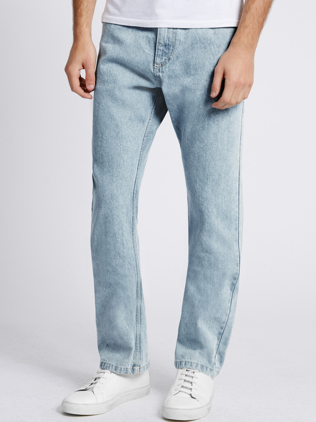 Buy Marks & Spencer Men Blue Regular Fit Mid Rise Clean Look