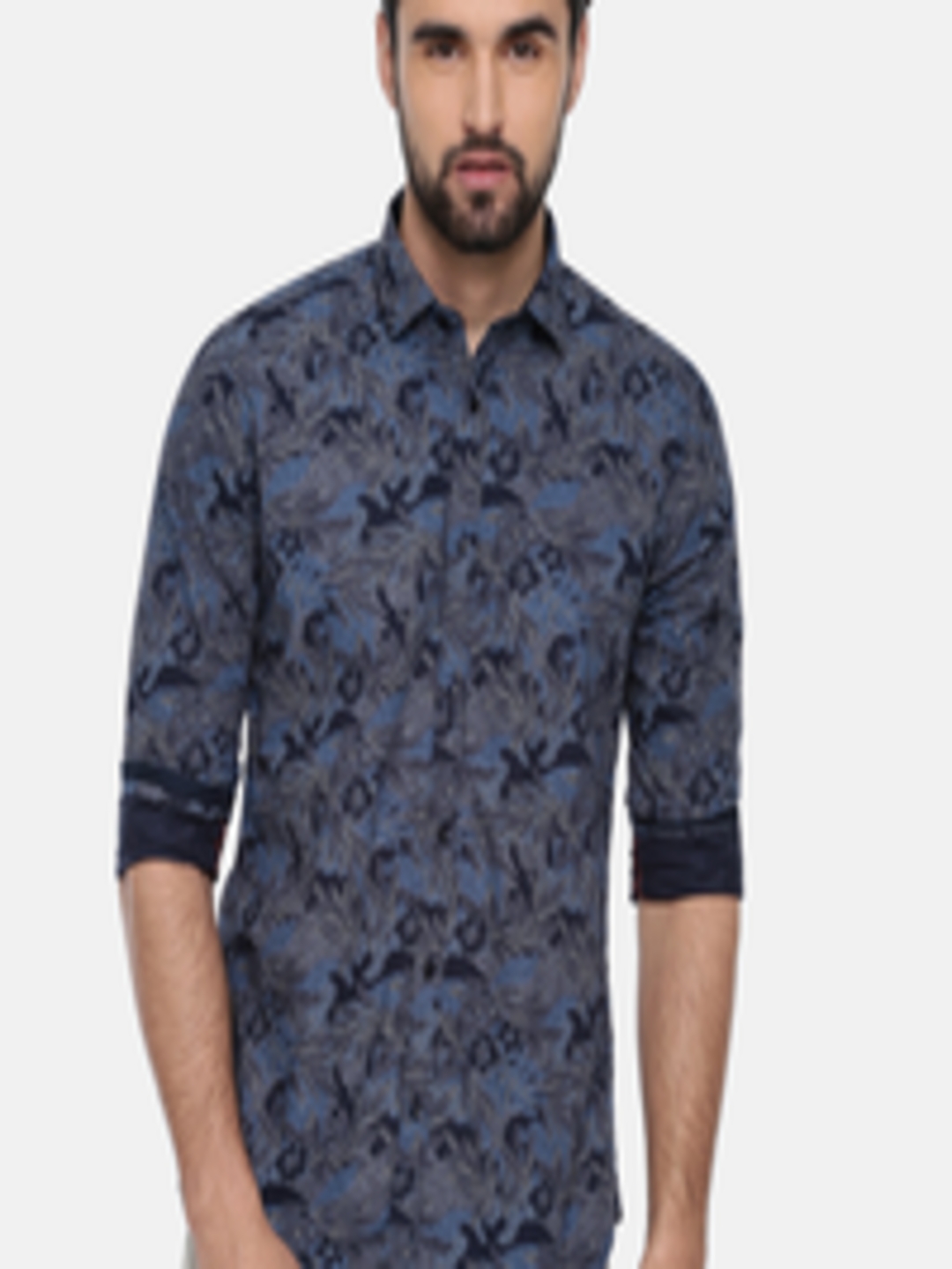 Buy Killer Men Navy Blue Slim Fit Printed Casual Shirt - Shirts for Men ...